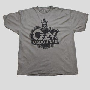 Ozzy Osbourne Mens Ozzy Osbourne Crown Skull Logo Gray Shirt New XL